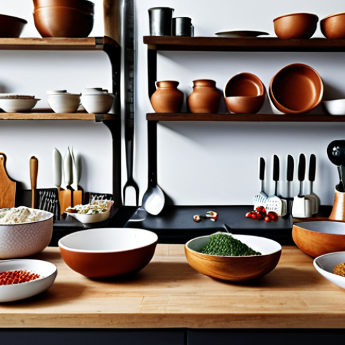 Home 6 **Image Prompt:** A meticulously organized kitchen workspace. Ingredients are neatly arranged in bowls, knives are gleaming, and a detailed recipe is clearly visible. The atmosphere is calm and focused, embodying the concept of perfect *mise-en-place*.